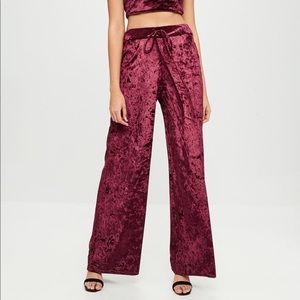 Carli Bybel x Missguided Crushed Red Velvet Pants